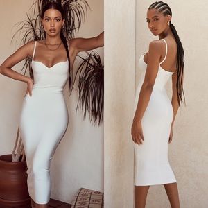 House of CB White Domenica Bandage Dress, Size XS
